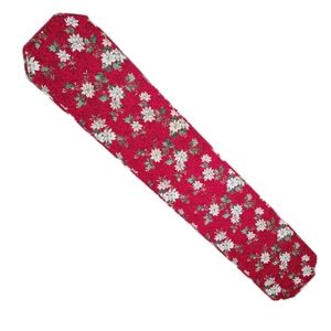 Handmade Quilted "Christmas Red Poinsettias" Table Runner 54"x12"